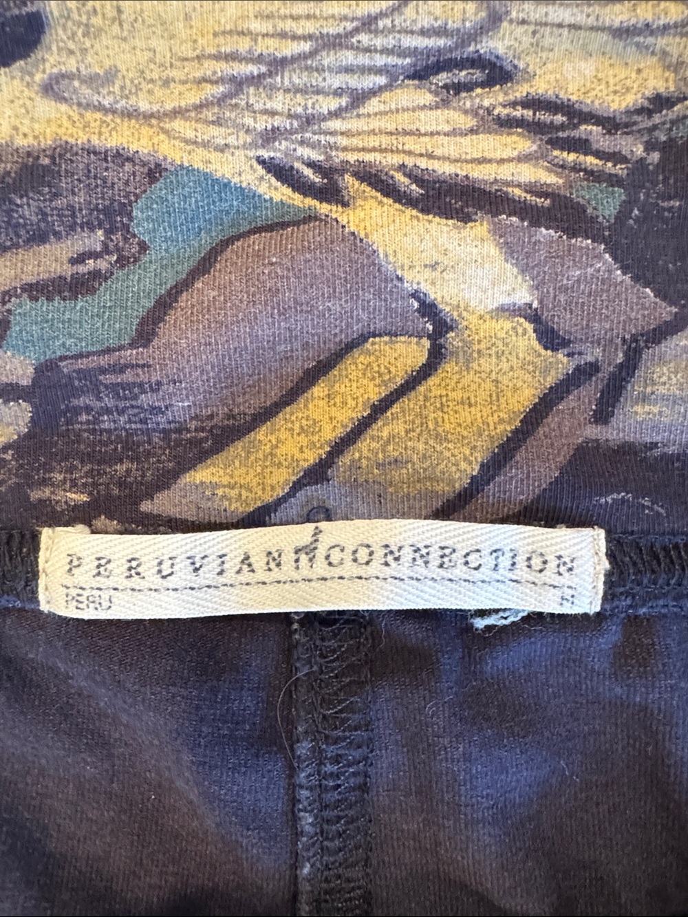 Peruvian Connection Blue and Gold Floral-Pattern Leggings - Picture 2 of 11